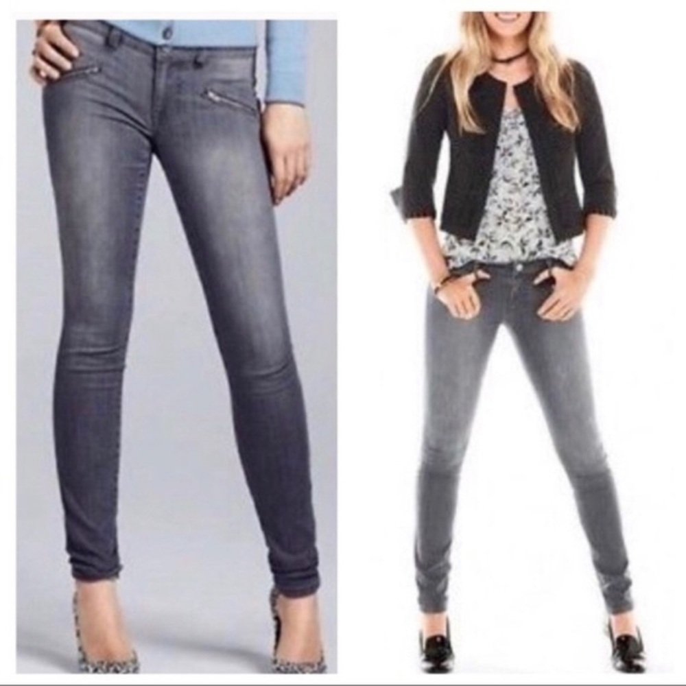 Cabi gray zipper moto pocket gray jeans size 6